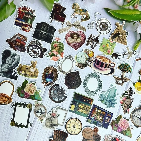Old World Charm, Ornate Decor, Flowers, Books, Cherubs, And More, 50 Stickers - Picture 15 of 15